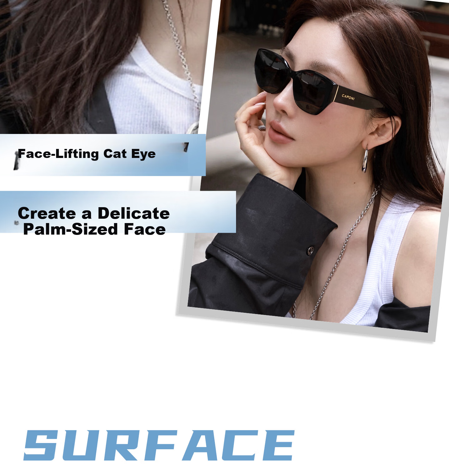CAPONI Cat Eye Polarized UV400 Sunglasses for Women, Vintage Anti-UV Driving Sun Glasses, Face Slimming 8