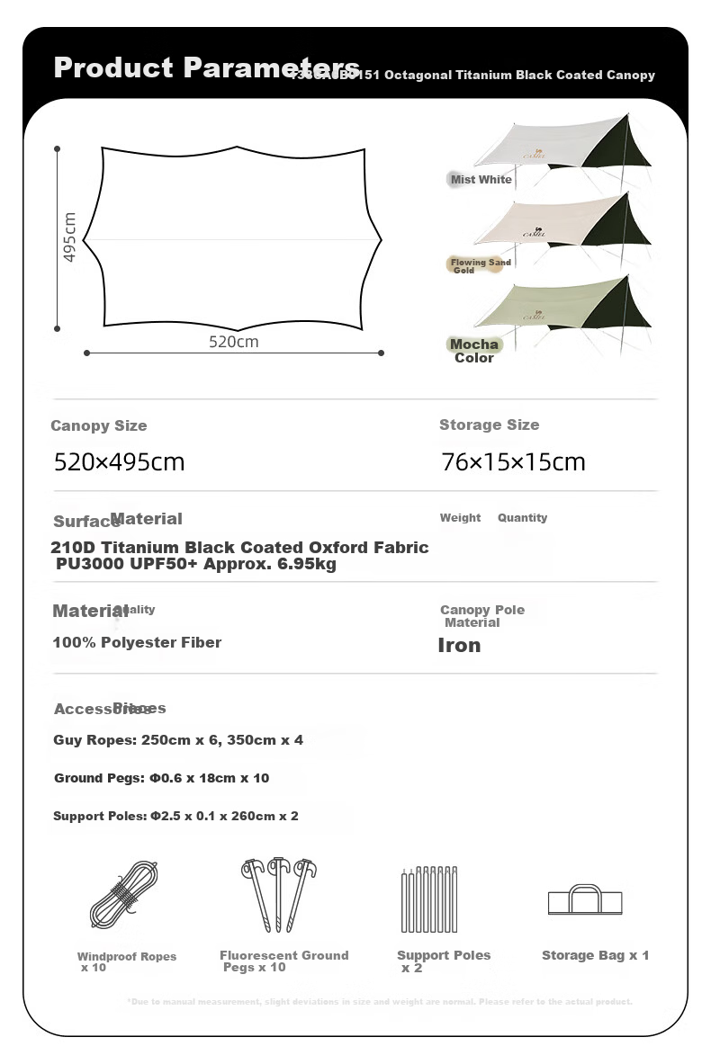 CAMEL Outdoor Titanium Black Gel Canopy Tent Camping Sun Protection Rain Shelter Equipment 133CA6B014 30