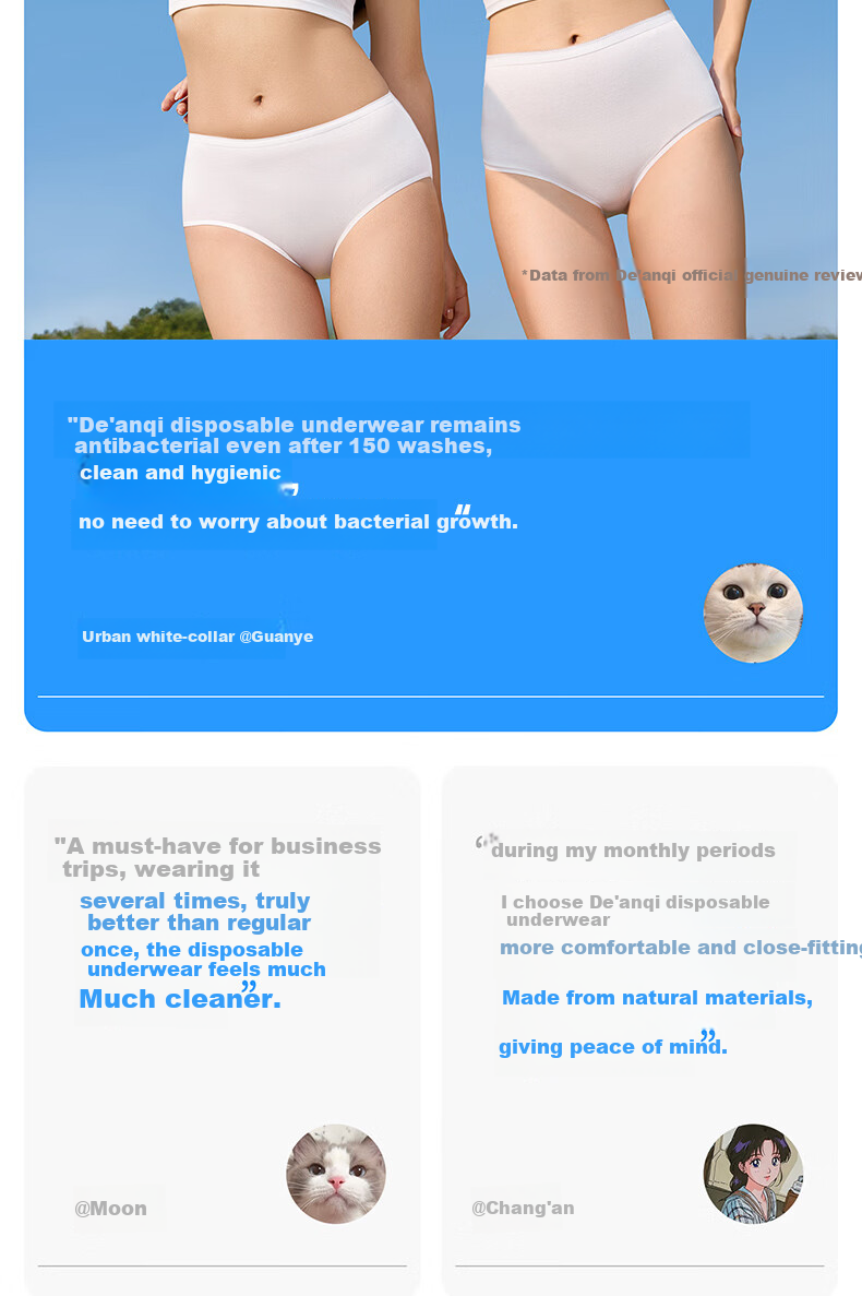 Deanqi Medical Disposable Women's Cotton Sterile Underwear Independent Packaging Maternity Postpartum Large Size Travel Wash-Free Daily Use 2XL 12