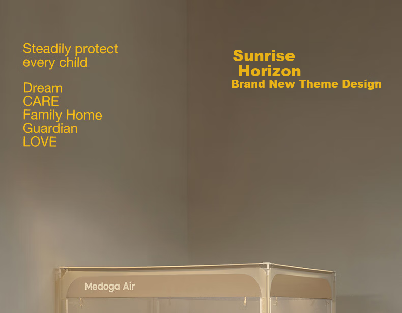 MEDOGA [Air2] Baby And Child Anti-Fall Mosquito Net, 1.8x2 Meters, Home Use Fence, Light Beige [Threaded Tee + Strap] 6