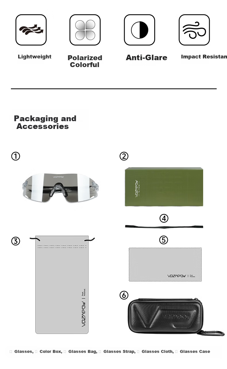 VOZAPOW Photochromic Running Glasses Marathon Sports Protective Eyewear Day and Night Outdoor Mountaineering Sunglasses for Men and Women 15