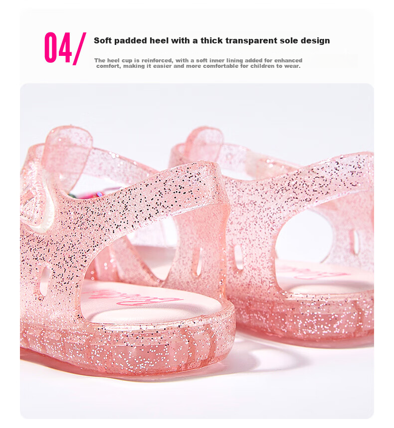 Barbie Kids Summer Sandals Girls Closed-Toe Jelly Shoes Toddler Crystal Sandals DA5938 Pink Size 29 11