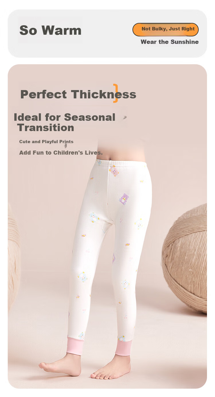 Hodohome Kids Cotton Thermal Leggings A-Class Girls Warm Pants Autumn Winter Cotton Fleece Sleepwear for Girls Size 150-170 4
