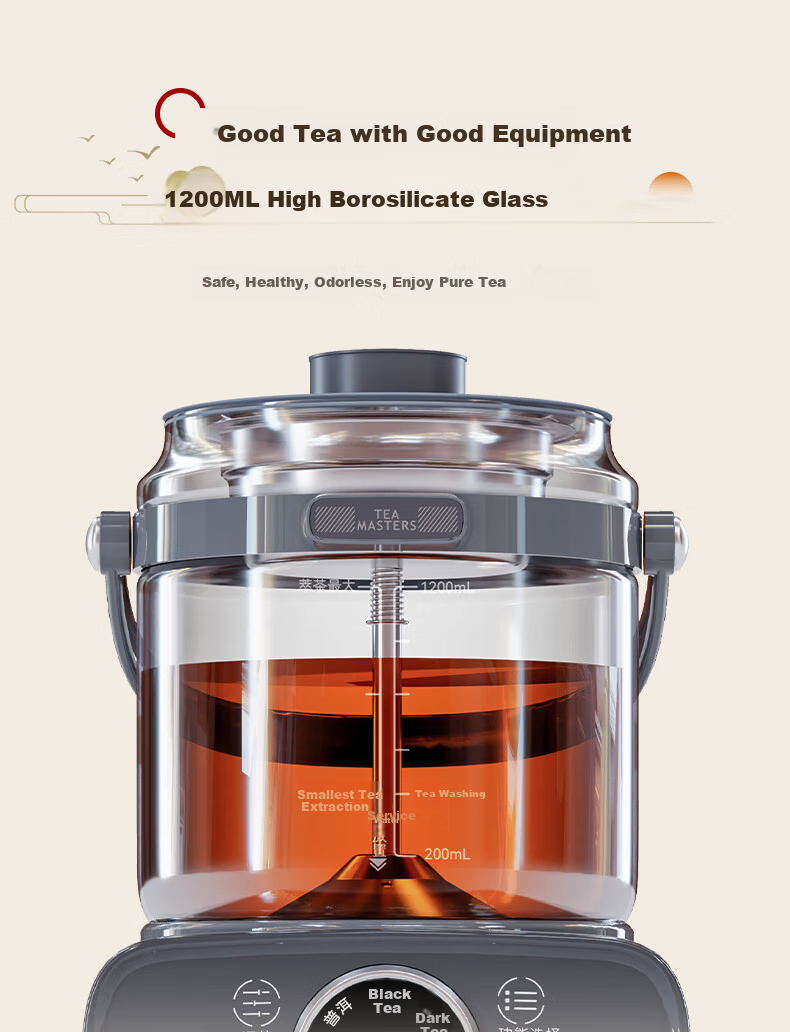 AUX Tea Kettle Health Pot Steam Spray Tea Extractor Pure Titanium TI Base Multifunctional Tea Maker AZC-12AZX-340 for Home and Office 7