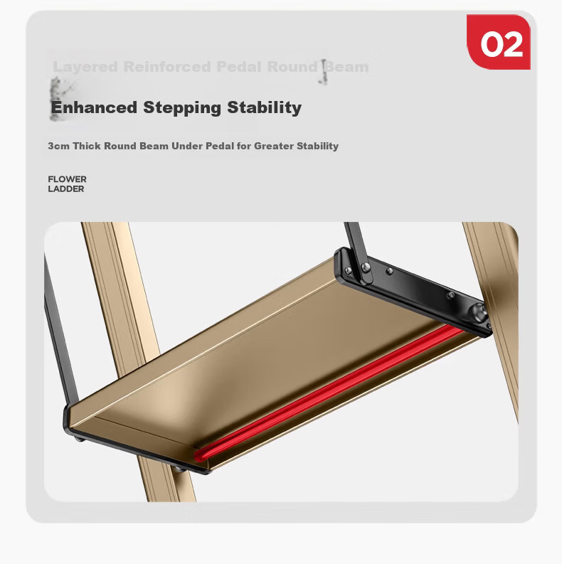 DELIXI Household Multi-Functional Folding Safety Ladder Aluminum Alloy Thickened Step Ladder Two-Step Ladder 12