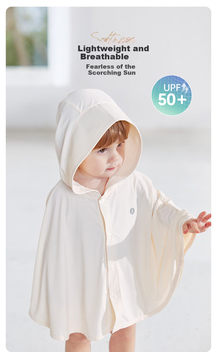 Babylove Baby Cloak Sun Protection Summer Cooling Unisex Hooded Cape Solid Color Thin Jacket 1