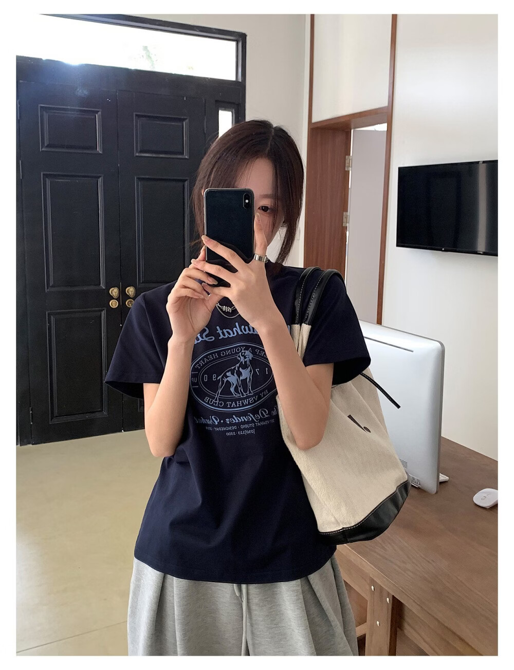 ICH MODE "Puppy Travelogue" Korean Retro College Style Chic Shoulder Short Sleeve T-Shirt Women Casual Top White M 12