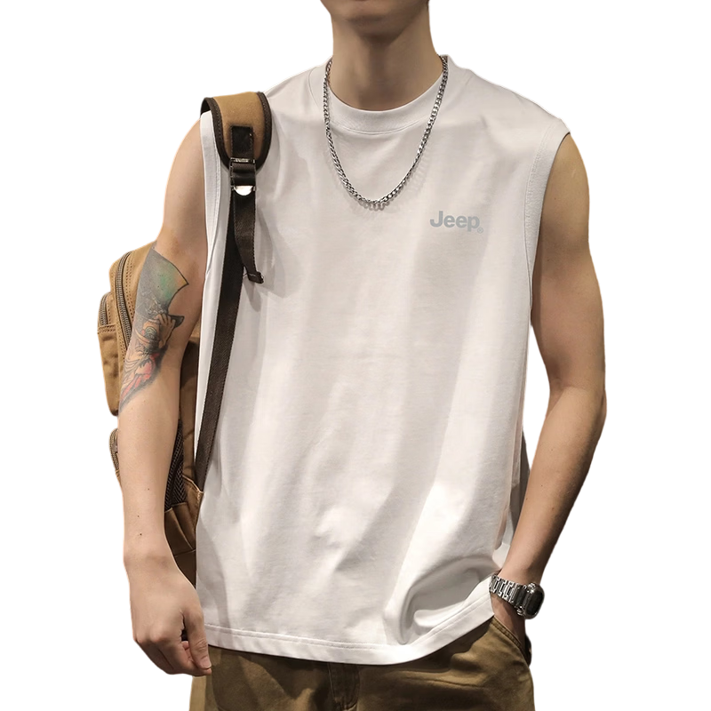 JEEP Men's Summer Ice Silk Quick-Dry Breathable Sleeveless Vest Outdoor Sports Top Black 3XL