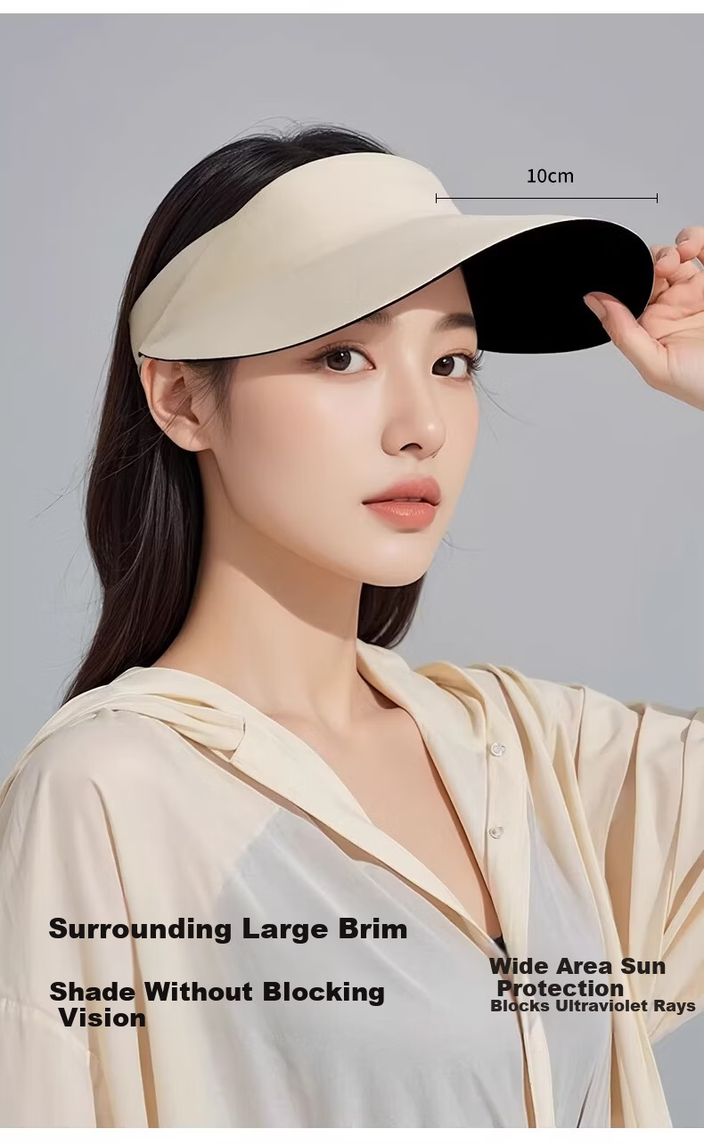 GOLOVEJOY Sun Protection Hat Open Top Summer Outdoor Sports Cycling Commuting Sunshade Wide Brim Foldable Gray 3