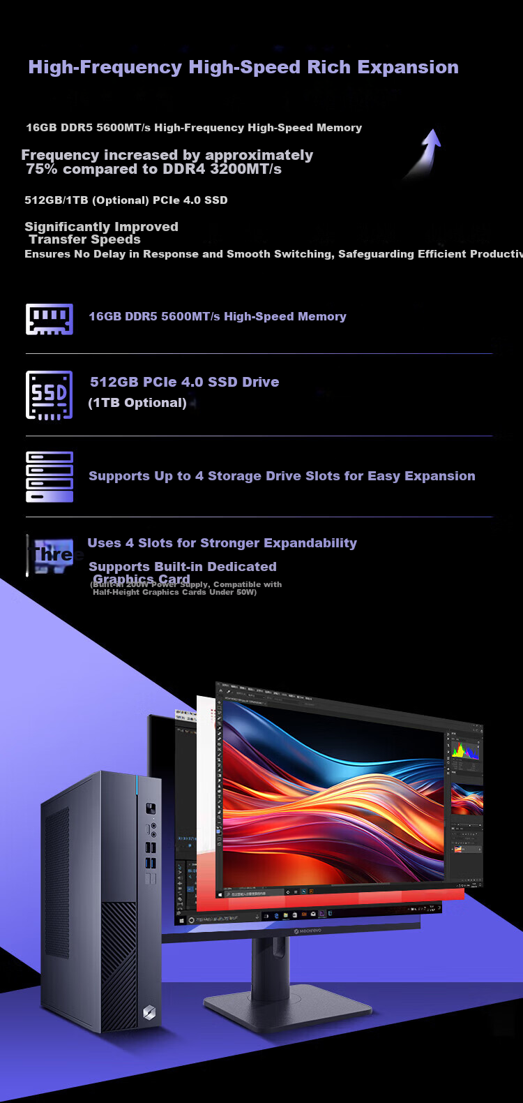 Mechanical Revolution Wujie S500 Commercial Office Desktop Computer (Core i5-14450HX, 16GB DDR5, 512GB SSD, WiFi6) 4