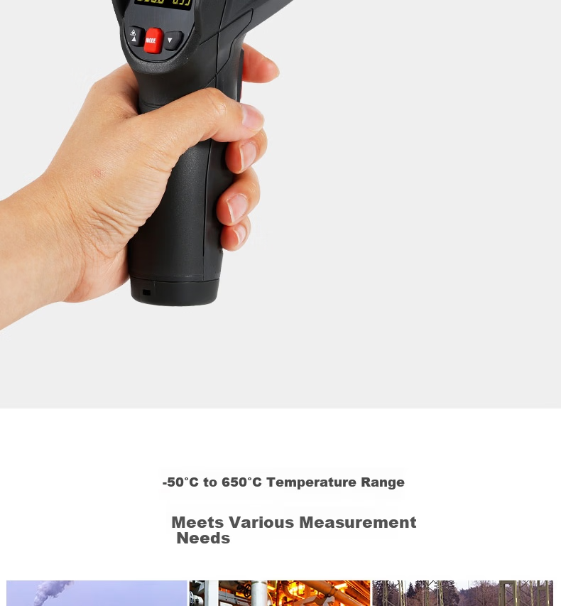 CEM DT-812+ Industrial Non-Contact Laser Infrared Thermometer High Precision Industrial Kitchen Baking Water Temperature Detector Oil Temperature Gun Range -50~500℃ 3