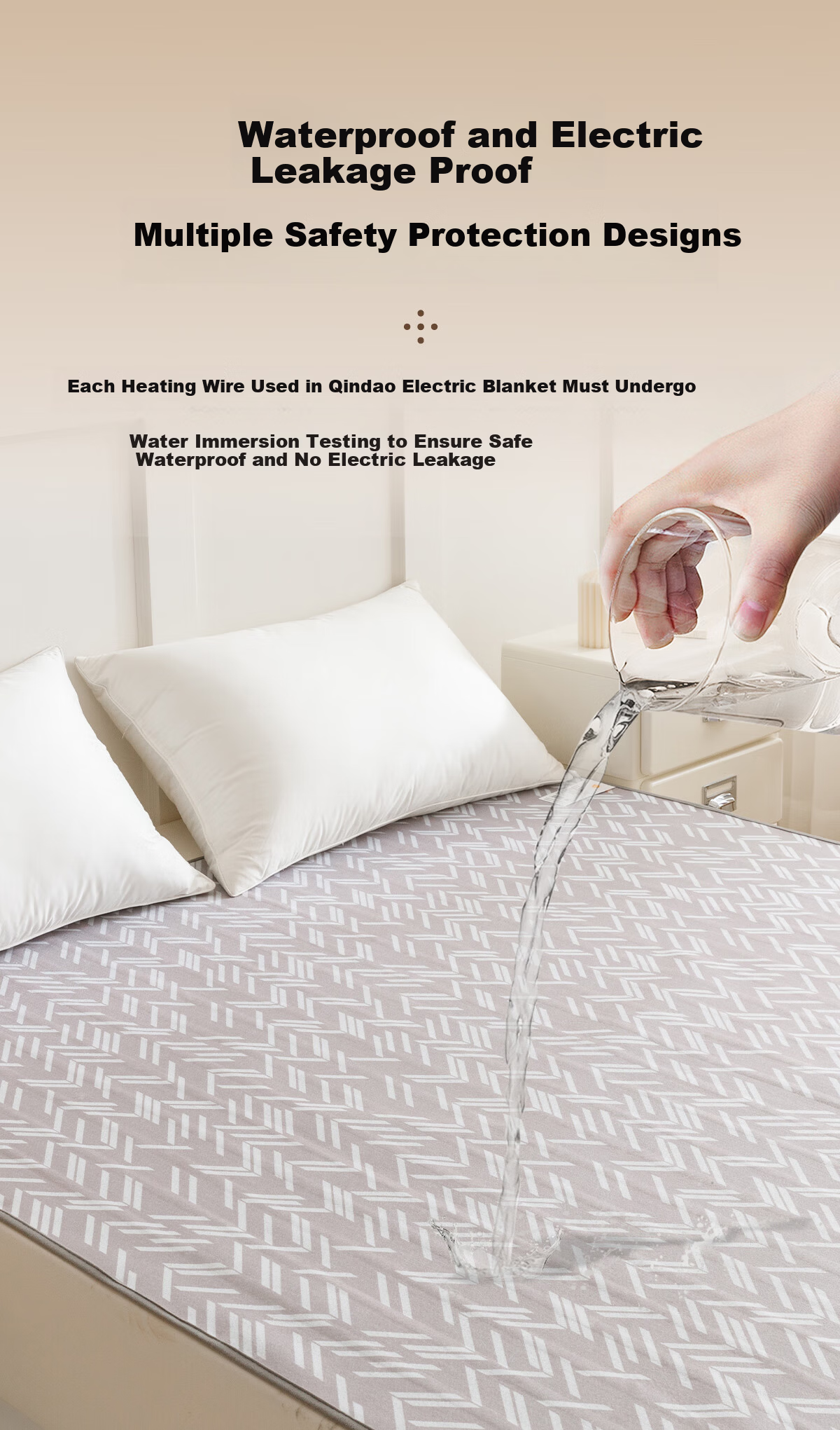 Qindao High-Temperature Power-Off Safety Double Control Double Electric Heating Blanket for Home 2.0*1.8m 4