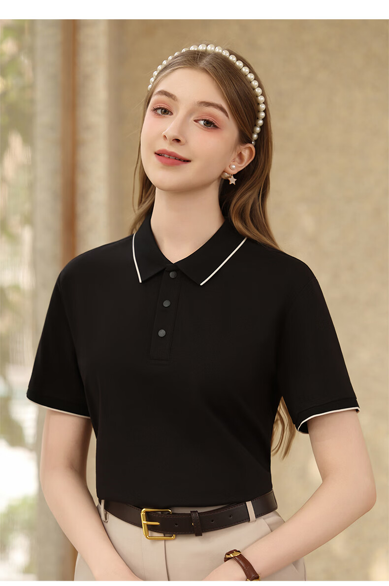 TUCANO Women's Short Sleeve T-Shirt Lenzing Lyocell Cool Breathable Quick-Dry Business Polo Shirt White 2XL 15