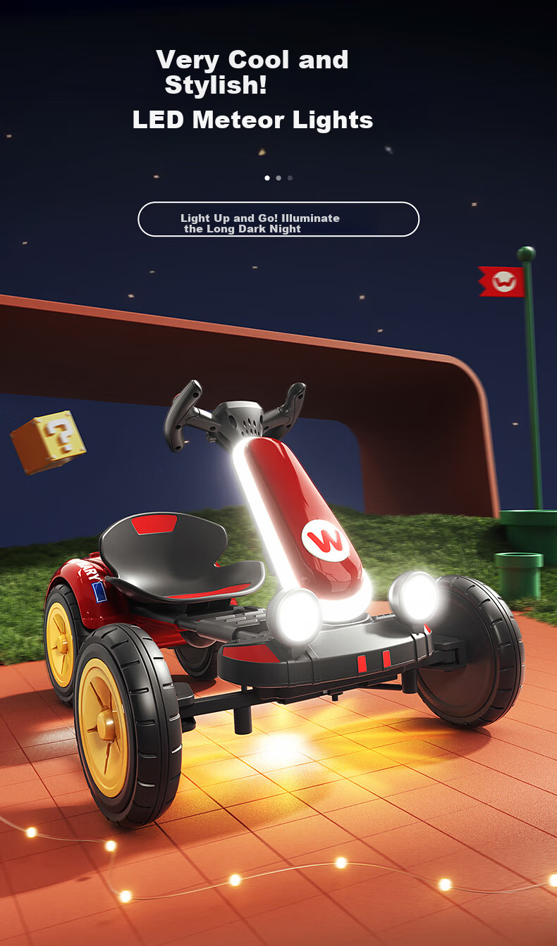 Kids Electric Ride-On Car for Boys and Girls, Remote Control Go-Kart, Four-Wheel Vehicle for Ages 3-8 9