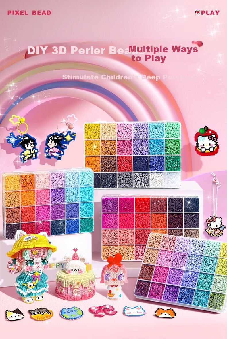 Danmiqi 24-Color Perler Beads DIY Set 3D Colorful Perler Beads Children's Handmade Craft Tool Kit Gift 1