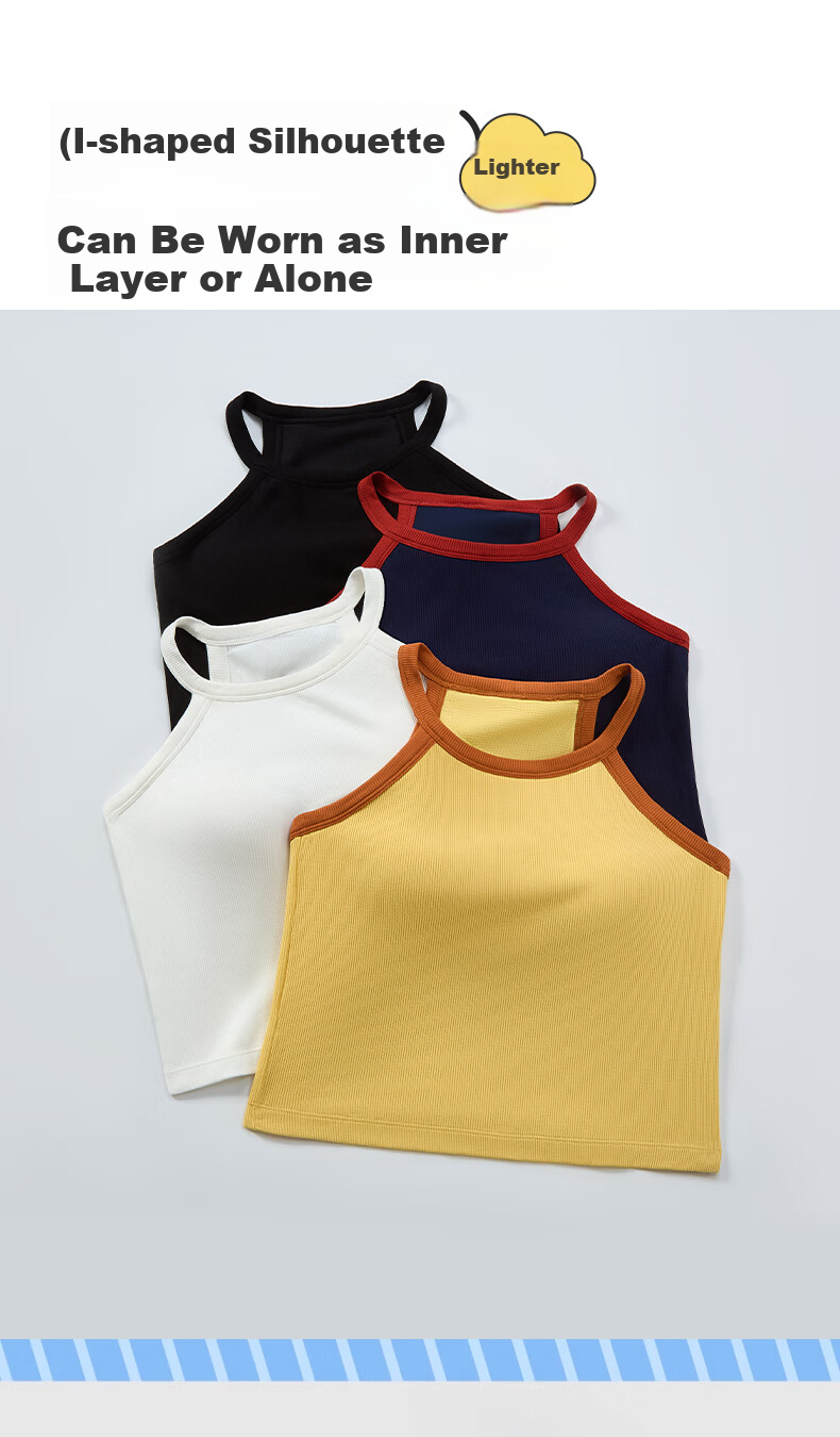 Bandgewoo Women's I-Shaped Strap Tank Top with Chest Pad Sports Fitness Bra Innerwear Base Layer Backless Shirt Outerwear 2025 6