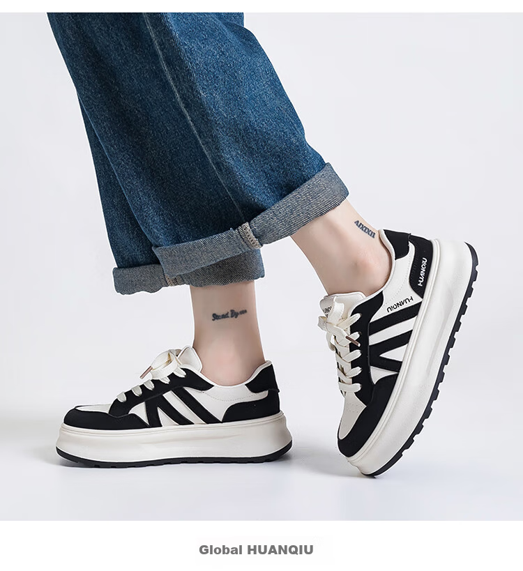 Global Hot Sale 2026 Spring INS Trendy White Sneakers for Women Versatile Student Campus Style Fashion Thick Sole Height Increasing Casual Skate Shoes 9