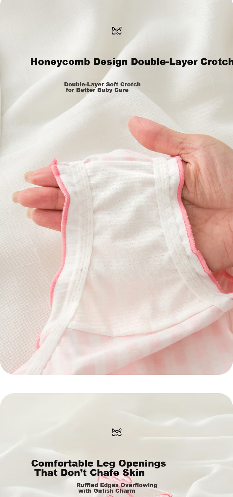 Miiow Girls' Pure Cotton Triangle Briefs, Children's Underwear for Ages 3-12, Class A Cotton, Developmental Stage, Elementary School 4