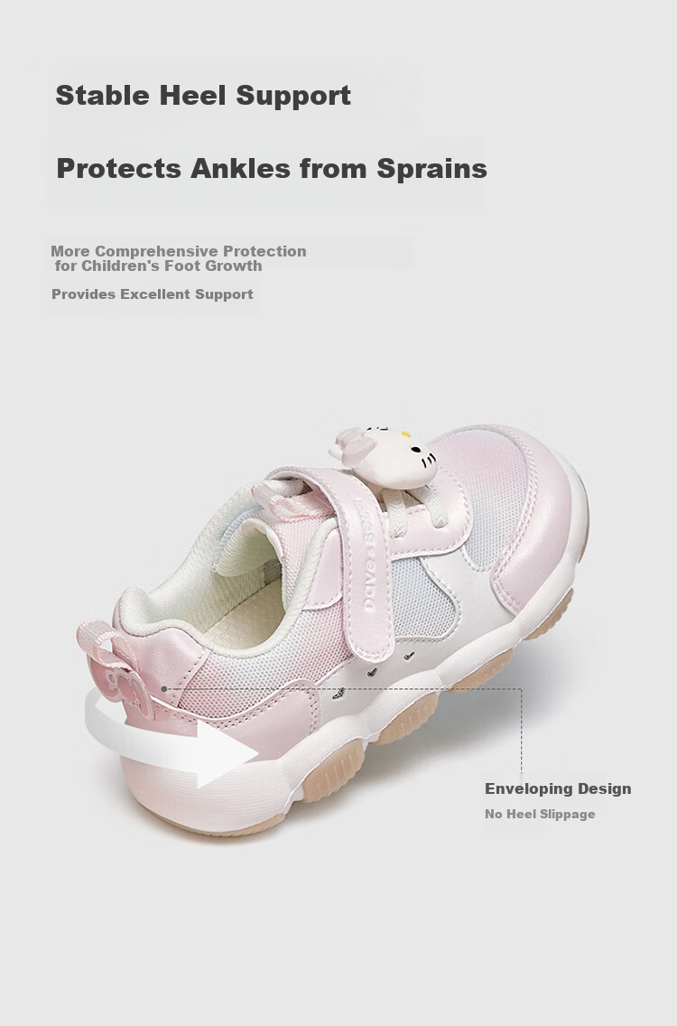 DAVE & BELLA Hello Kitty Kids Light-Up Sneakers Spring Autumn Girls Flashing Shoes 5