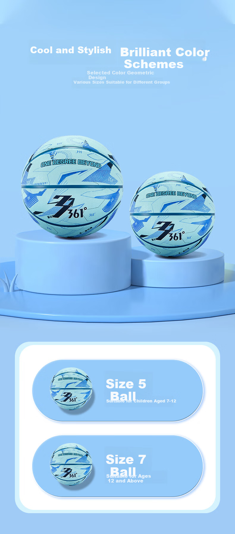 361° Basketball Adult Size 7 Junior High School Student Youth Exam Special Indoor Outdoor Non-Slip Training Competition Ball Purple 7