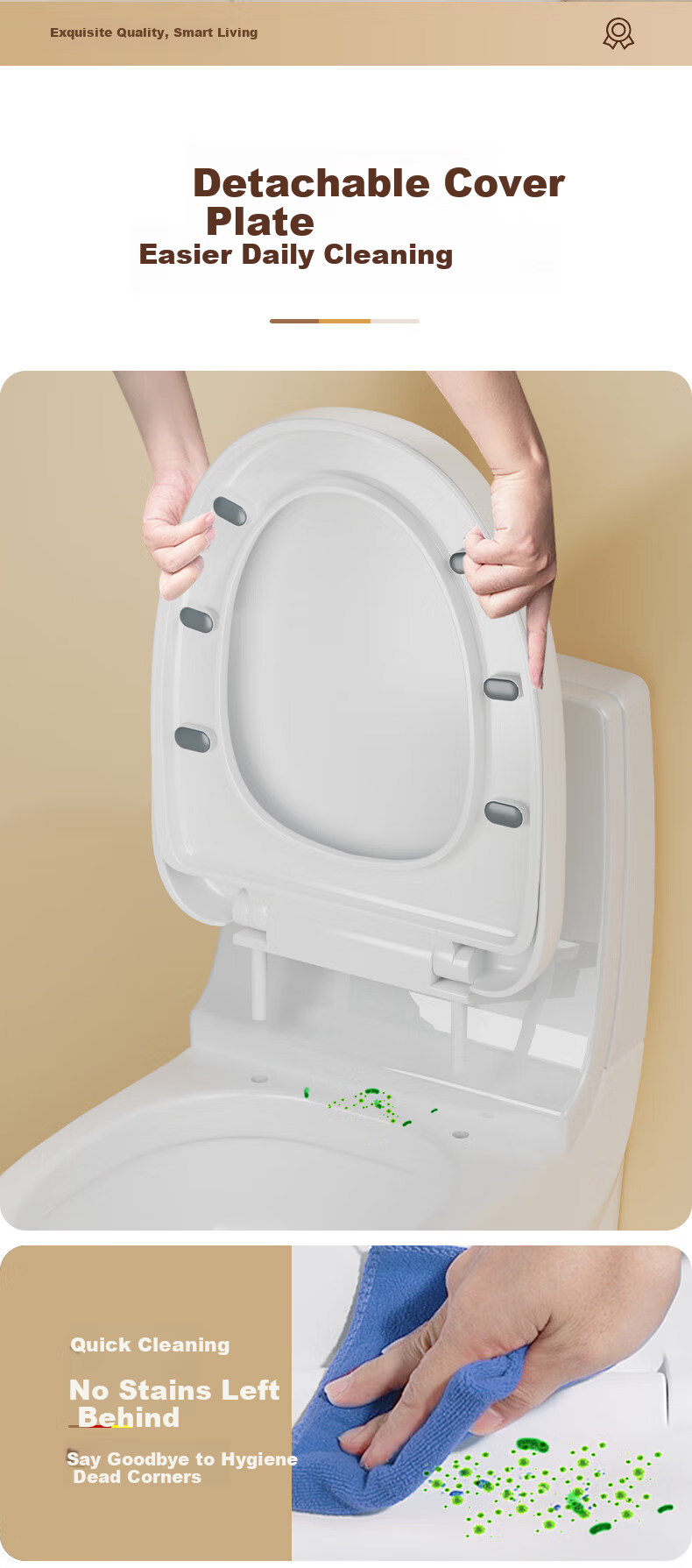 Jingmi Premium Slow-Closing Toilet Seat Universal V-Shaped Thickened Top-Mounted Toilet Lid Cushion 7006 4