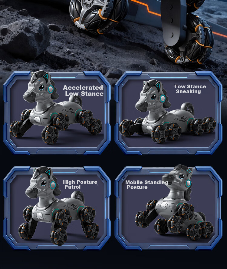 Aojia Kids Toy 3-6 Years Old Boys Birthday Gift Robot Dog RC Remote Control Car Stunt Transform Drift Horse 5