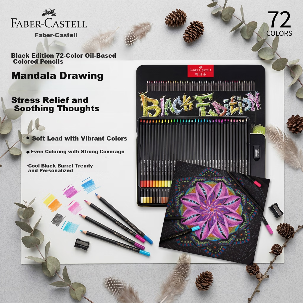 Faber-Castell Oil-Based Colored Pencils 24-Color Set Erasable Non-Slip Colored Pencils for Children and Art Students