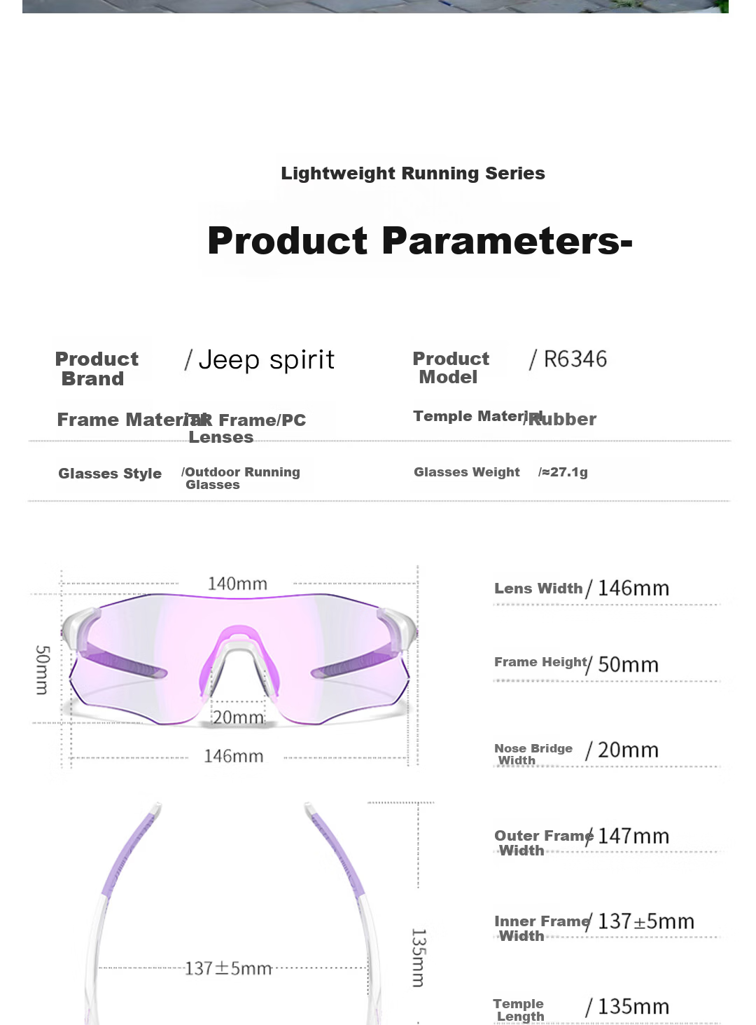 JEEP SPIRIT Cycling Running Sunglasses Unisex Marathon Outdoor Sports UV Protection Windproof Anti-Fog Day and Night Use 21
