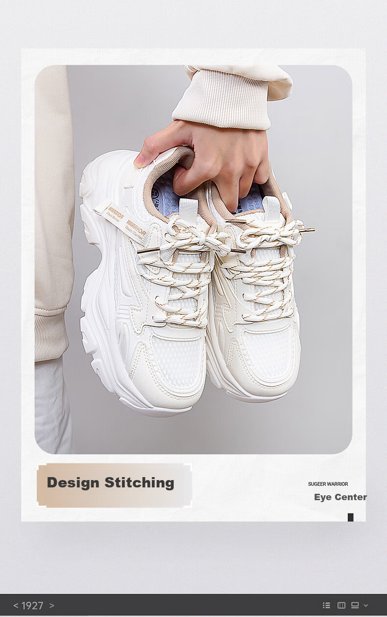 Warrior Official Women's Dad Sneakers Comfortable Versatile Casual Shoes Micah Khaki Size 39 [Order One Size Up for Wide Feet] 3