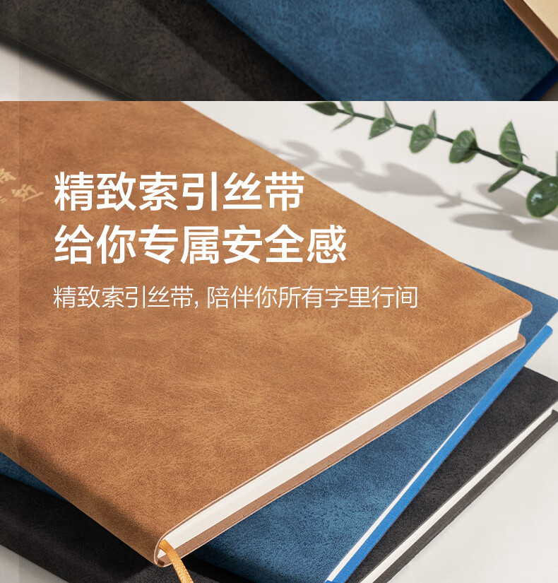 Deli A5 Lambskin Notebook, Leather Cover, Business Office Journal, Fashionable Text Series (Looking Forward), 80 Sheets BP152 Blue 12