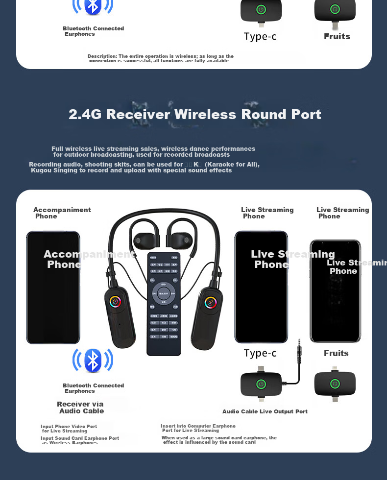 Cuckoo G20 Wireless Live Sound Card Set Headset Microphone Integrated Neckband Open Outdoor Internet Celebrity Singing Equipment Live Streaming 18