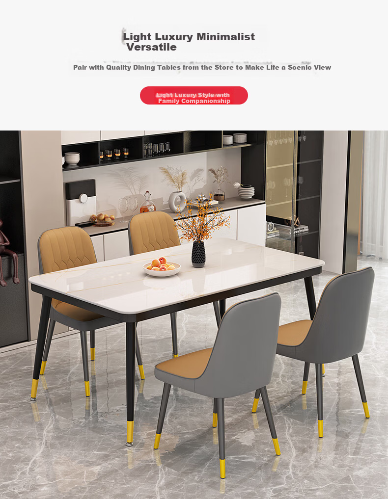Fanshe Dining Chair with Backrest, Set of 4 Luxury Leather Dining Chairs for Home, Comfortable Long Sitting 3