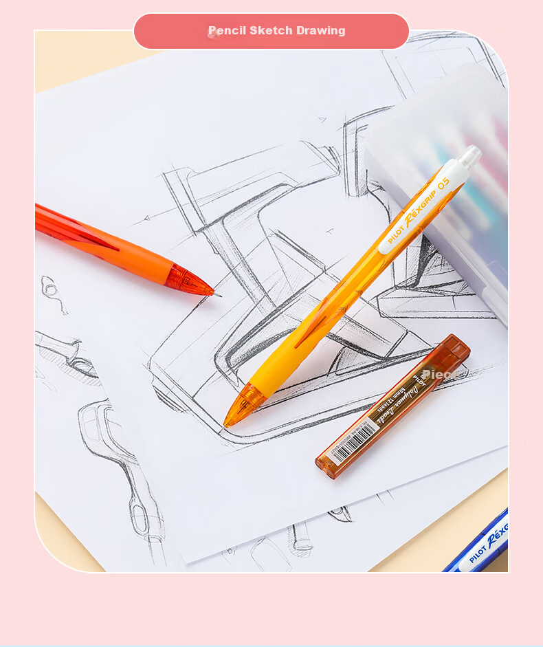 PILOT [Best-Selling Product] Leicai Mechanical Pencil 0.5mm Children's Pencil for First And Second Grade Elementary School Students Writing Pencil with Eraser Stationery Transparent Purple (Pencil Refills Included) HRG10RCV5 6
