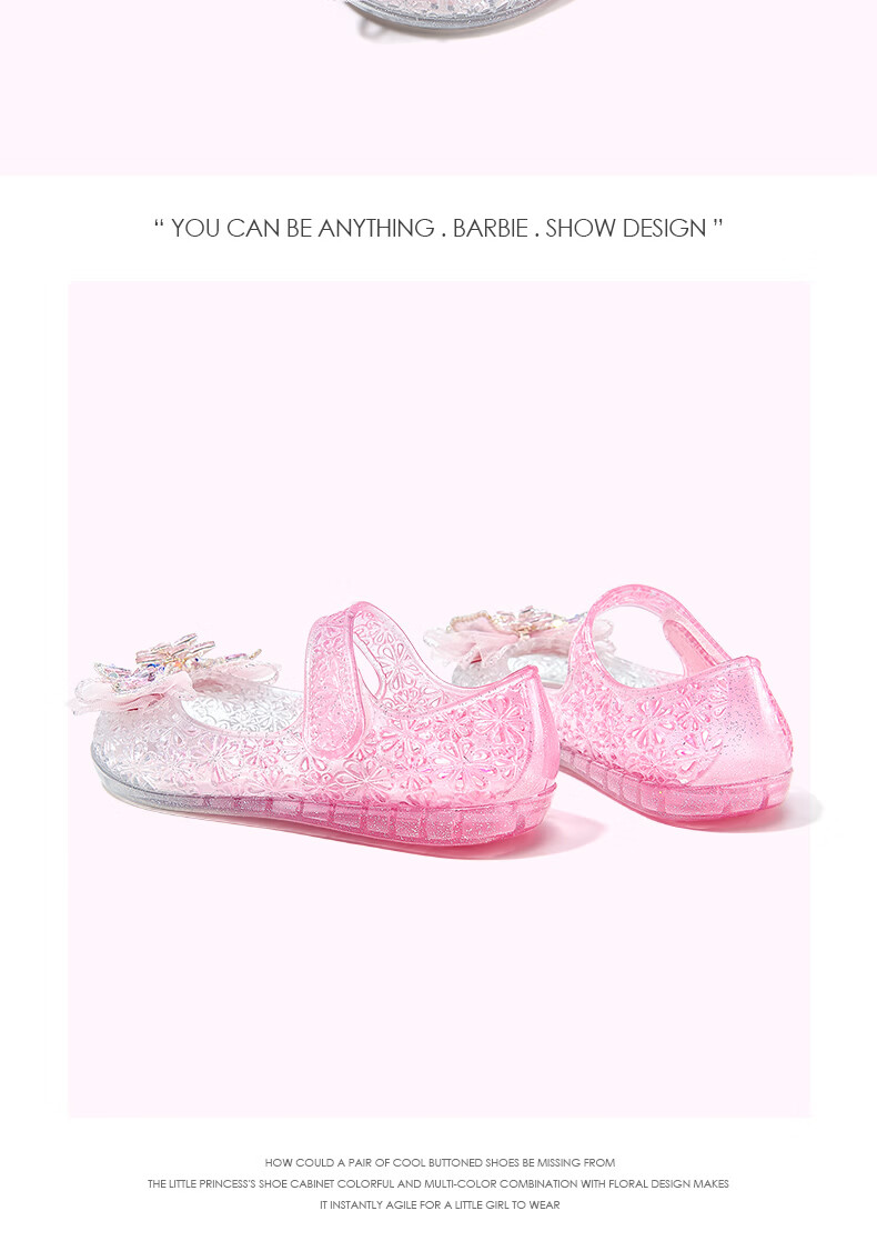Barbie Kids Girls Summer Closed-Toe Jelly Sandals Water Crystal Princess Fashion DA7254 Gradient Pink Size 25 14