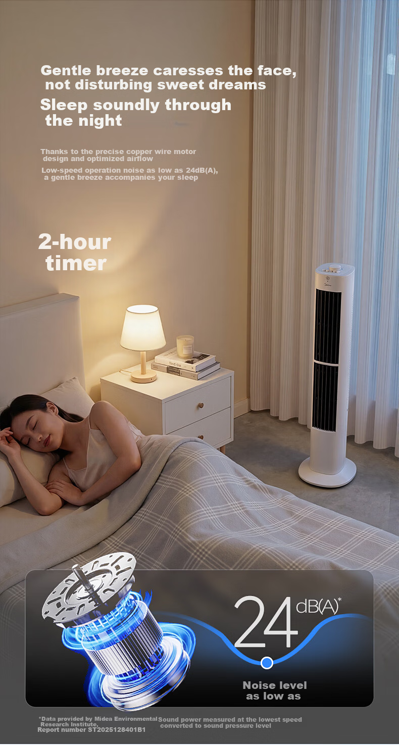 Midea [Mother and Baby Care] Dual Purification Bladeless Fan DC Inverter Quiet Tower Fan Voice Remote Control Floor Fan High Power Home Electric Fan AMS150J-GM 13