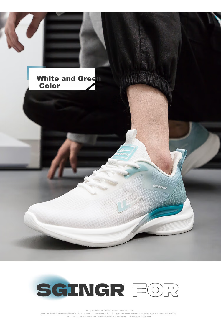 Warrior Official Men's Sports Shoes 2026 Summer New Height Increasing Thick Sole Men's Shoes White Green Size 40 20