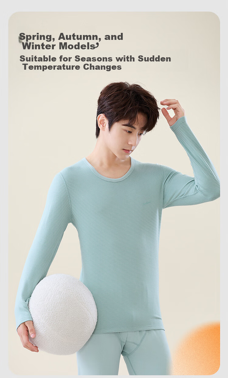 MiiOW Youth Thermal Underwear Autumn Winter A-Class Antibacterial Fleece Pajamas for High School Students Boys Big Kids Autumn Top and Bottom Set 8