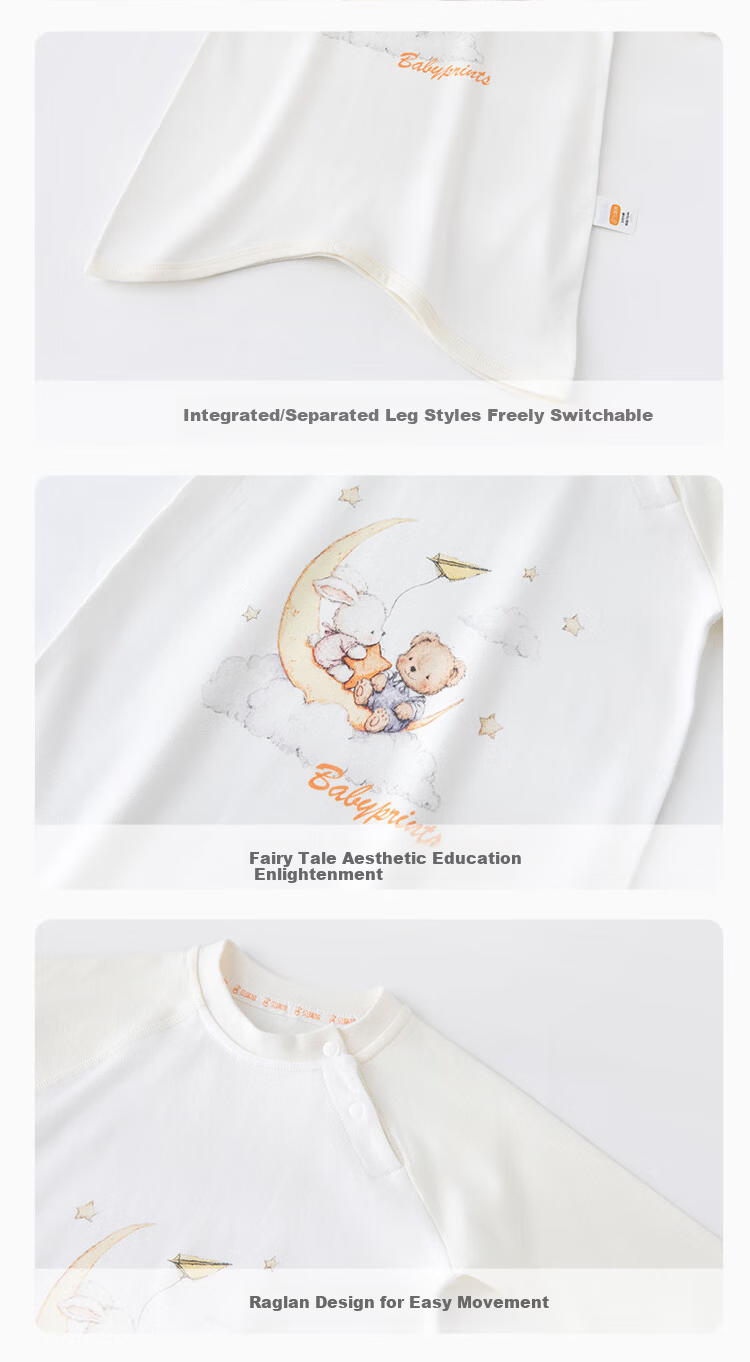 Babyprints Baby Cotton Long Sleeve Bathrobe Unisex Infant One-piece Pajamas Anti-kick Quilt Four Seasons Sleeping Bag Full Print Size 73 11