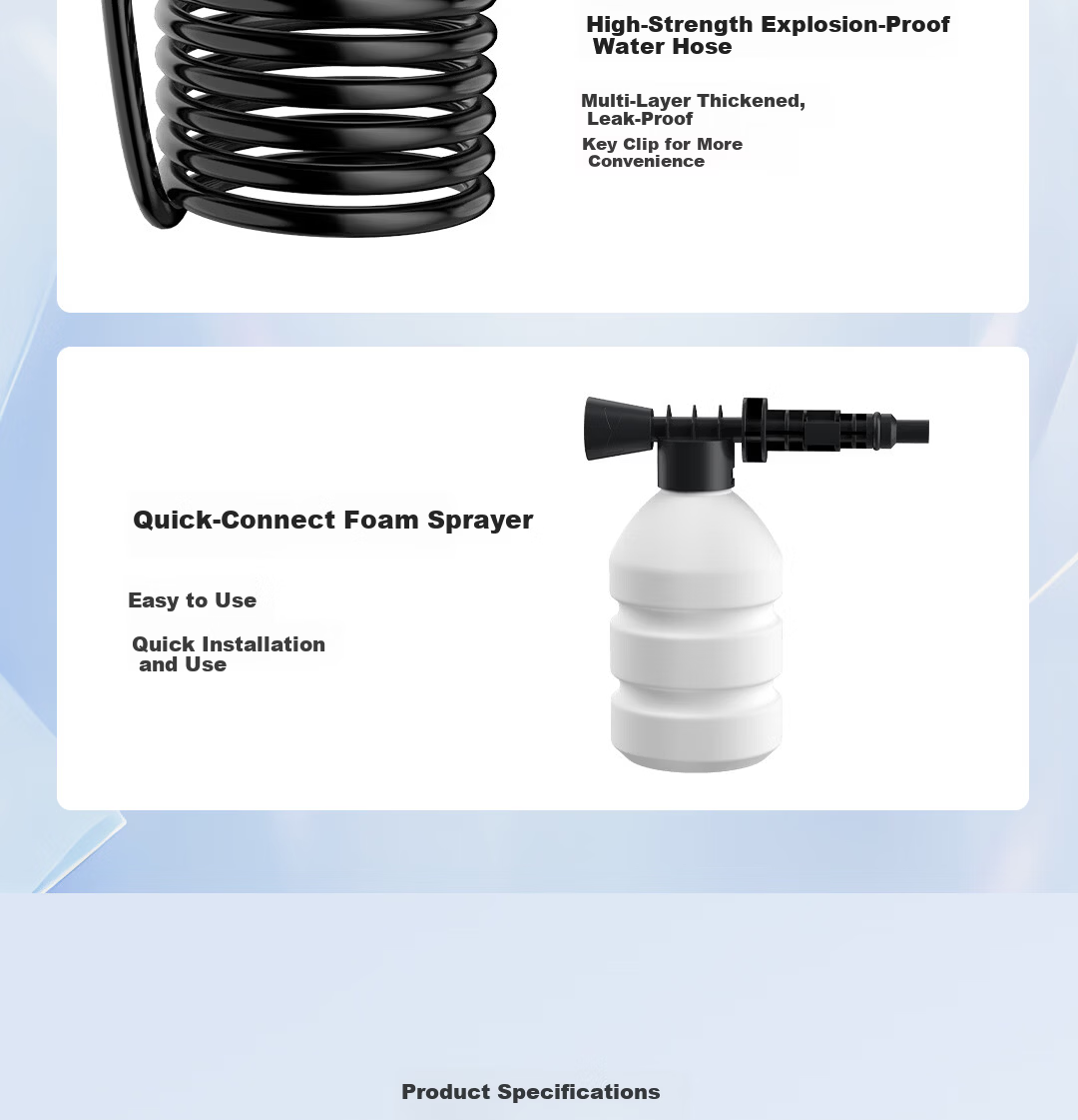 Deli Lithium Battery Car Washer 1200kPa High Pressure Ultra-Light Wireless Long Battery Life Six-in-One Multi-Mode Self-Priming Dual Use 16