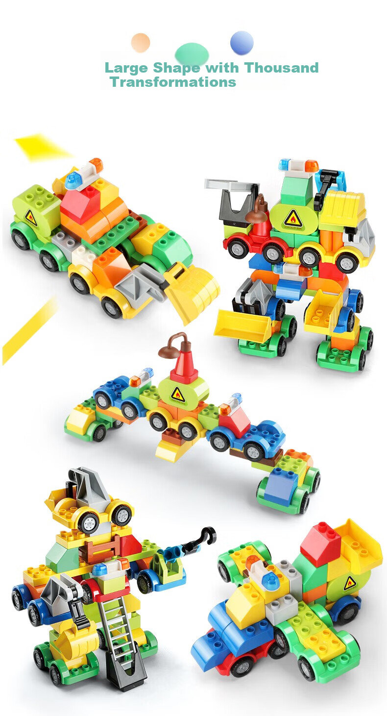 FEELO Compatible LEGO Children's Building Blocks Large Particles Boys and Girls Birthday Gift Transformable Car 1614-2 6