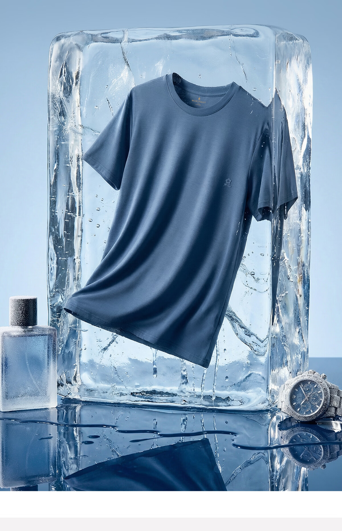 MONTAGUT 80s Modal Men's Short Sleeve Summer Thin Half Sleeve Ice Silk Cooling Loose Sports Fitness Base Shirt 16