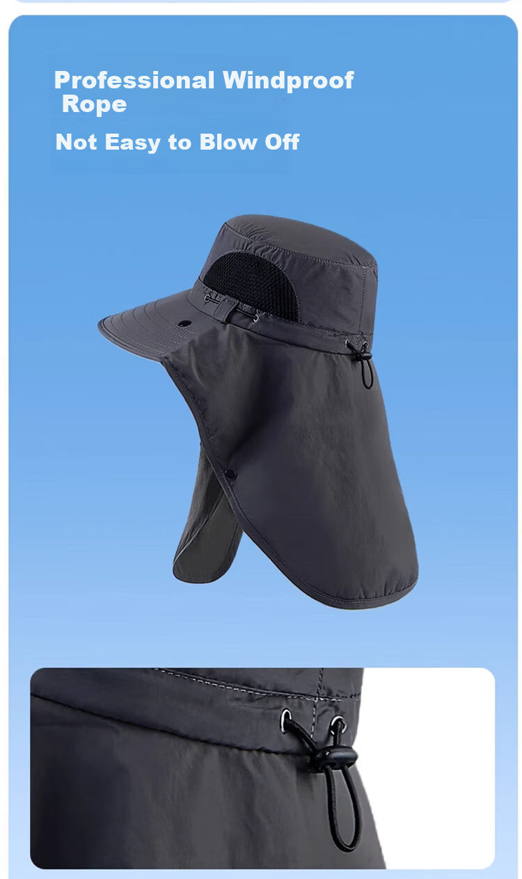Warrior Unisex Sun Protection Hat Outdoor UV Protection Fishing Bucket Hat Sun Hat with Neck Guard and Face Mask 10