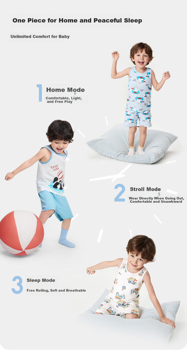 Balabala Baby Vest Set Summer Air-Conditioned Clothing Children's Pajamas Toddler Boys Homewear Comfortable Sleeveless 7