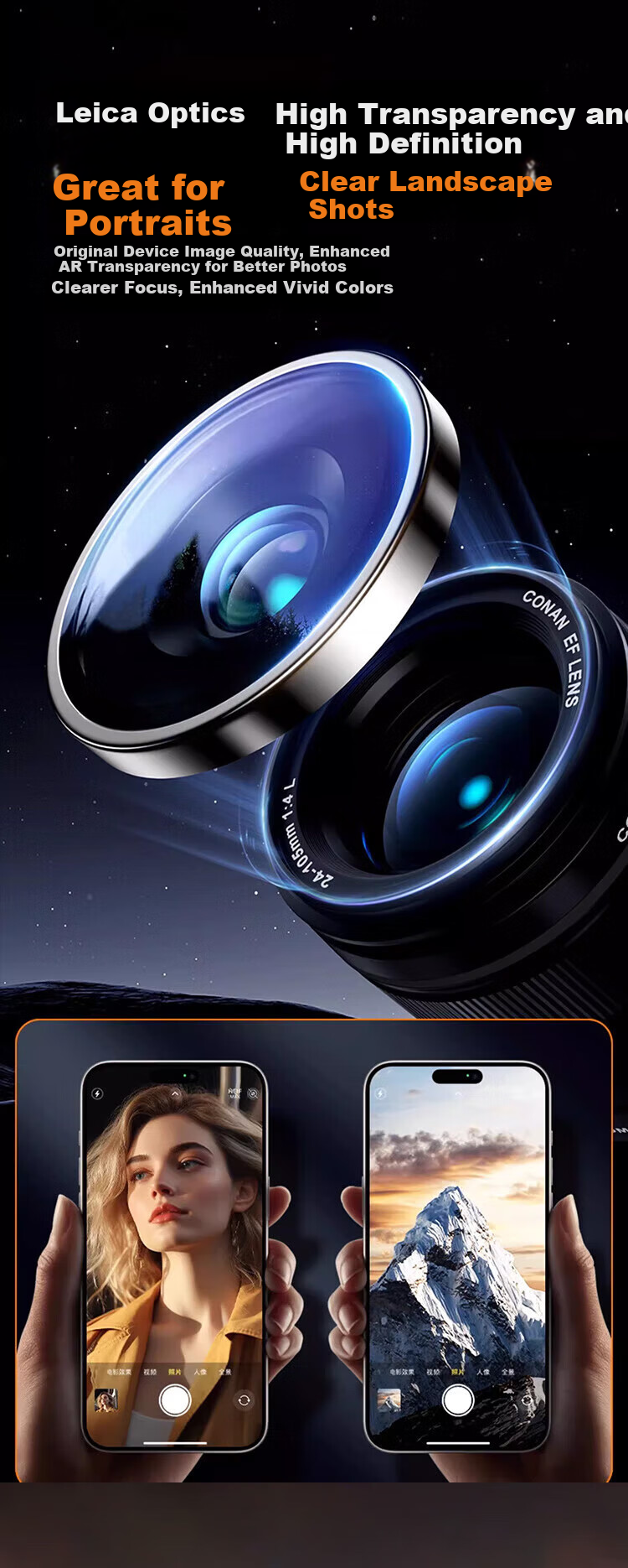 Coollefeng Apple iPhone 16 Series [Corning Lens Protector] Compatible with iPhone 16 Pro Max Rear Camera Cover 16 Pro Full Coverage Protective Film HD Titanium Metal - Black 3