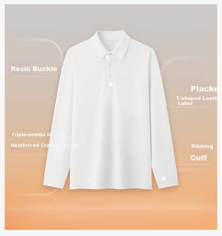 Thumb White Small T Long Sleeve Polo Shirt Spring and Autumn Men's Business Casual Versatile Top T-Shirt Navy Blue 2XL 5