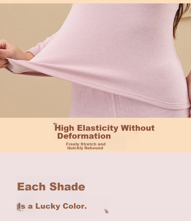 LangSha Women's Fleece Autumn Thermal Underwear Set 10A Antibacterial Wool Mulberry Silk Heat-Generating Base Layer Anti-Static Warm Innerwear 11