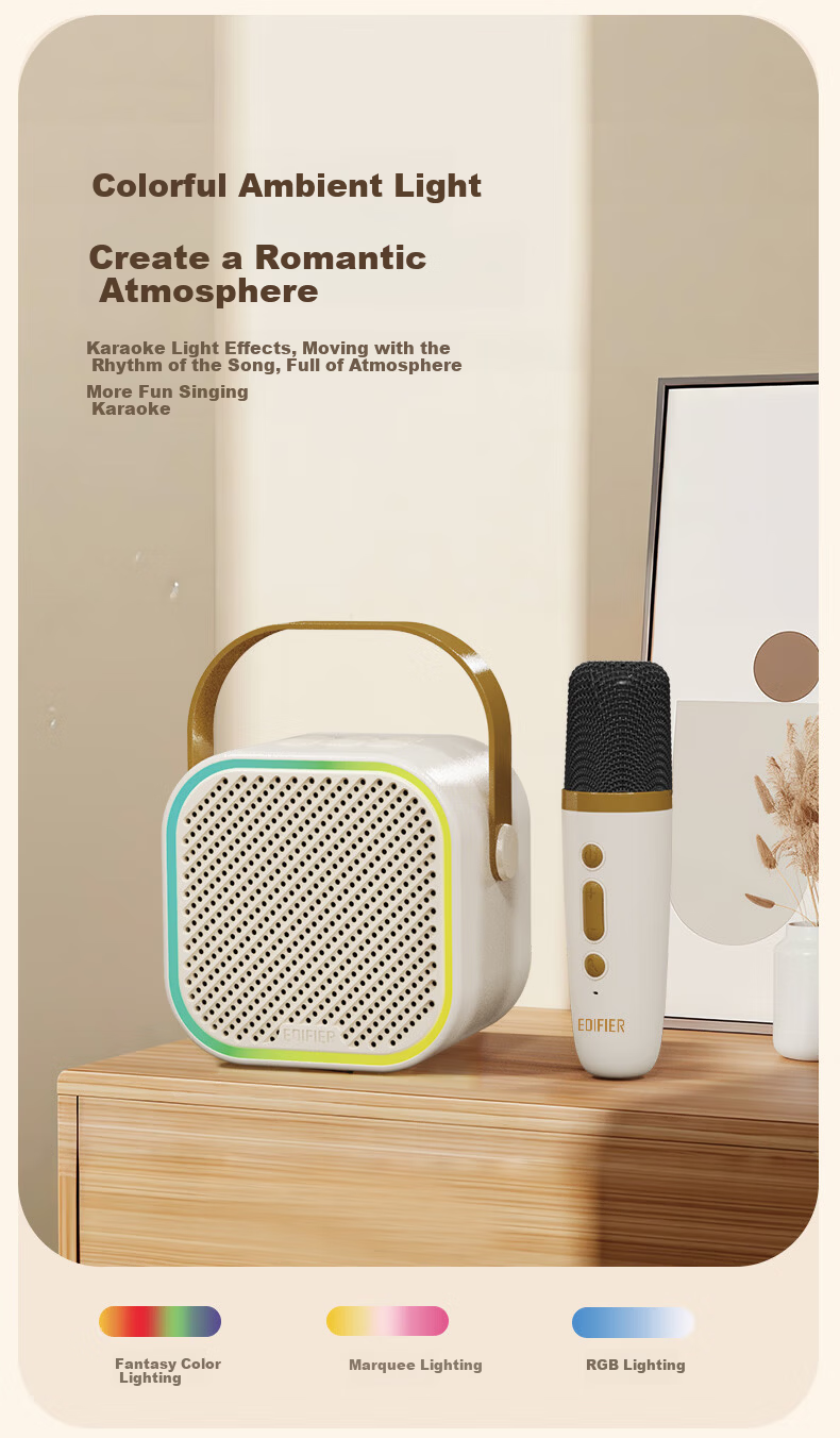 EDIFIER Q1 Dual Microphone Version Karaoke Speaker Home KTV Speaker Portable Karaoke Speaker Smart Singing Device Karaoke Set Dreamy Pink 6