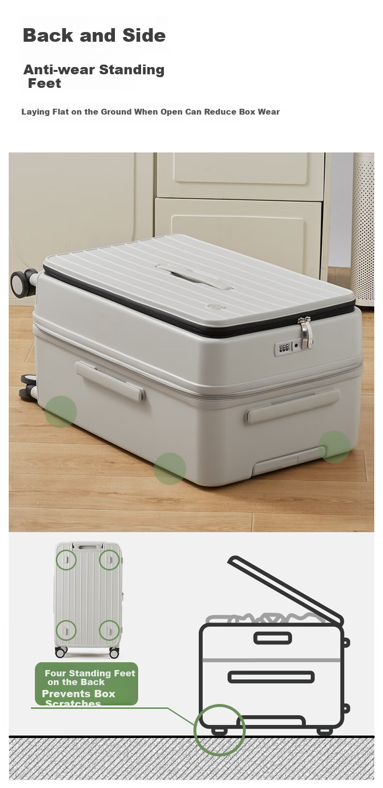 Mixi Side-Opening Suitcase, Large Capacity Leather Luggage, 26-Inch, Men's Spinner Wheels, Password Lock, Travel Case for Wome 18