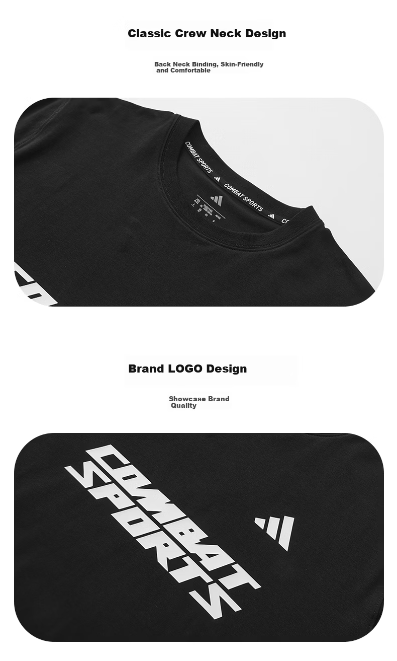 Adidas Men's Short Sleeve 2026 New Casual Sports Breathable Fashion Versatile Crew Neck T-Shirt Black/White S 2