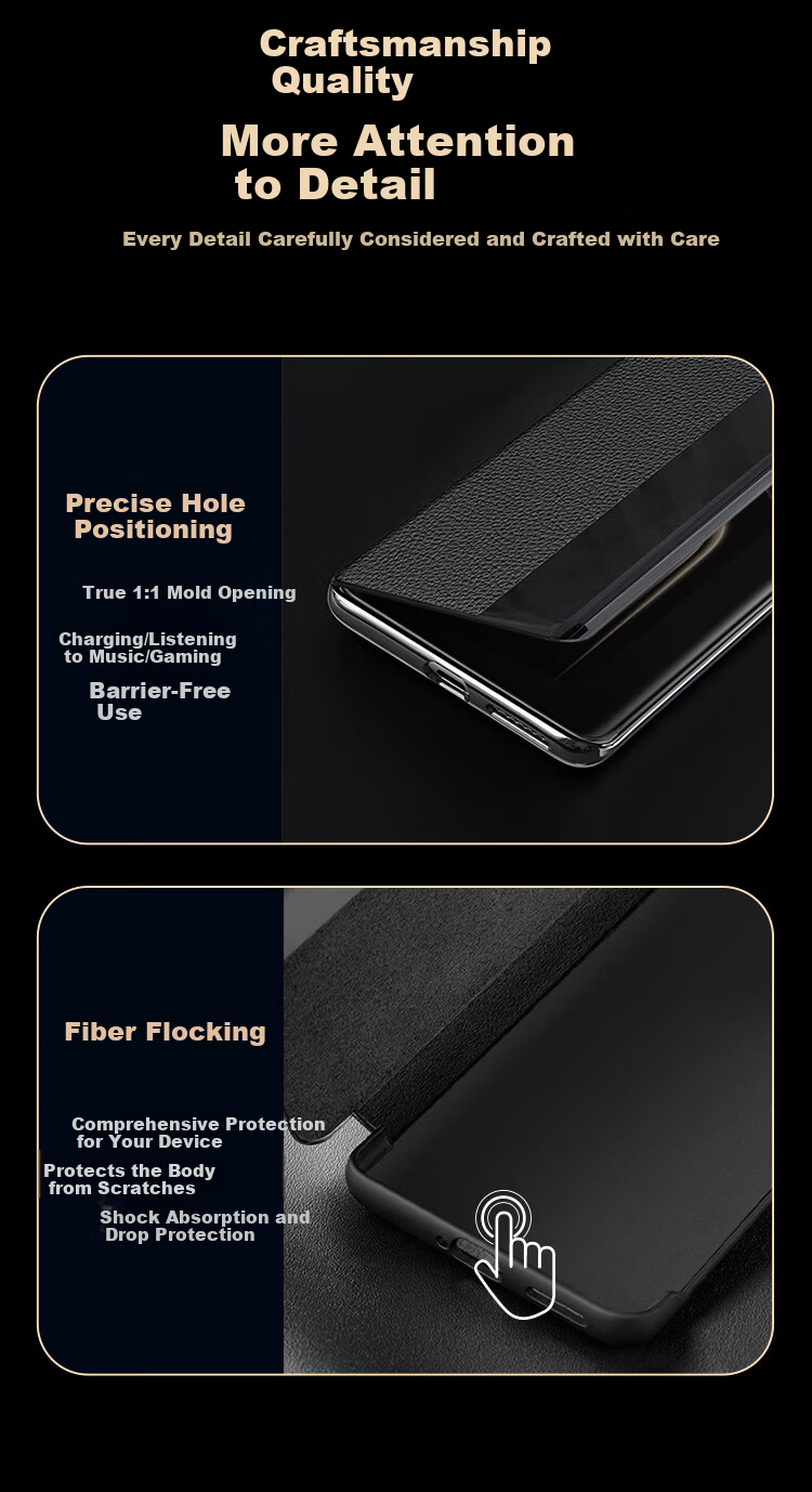 KOOLIFE Huawei Pura70 Leather Flip Case Smart Window Full Coverage Shockproof Business Black 5